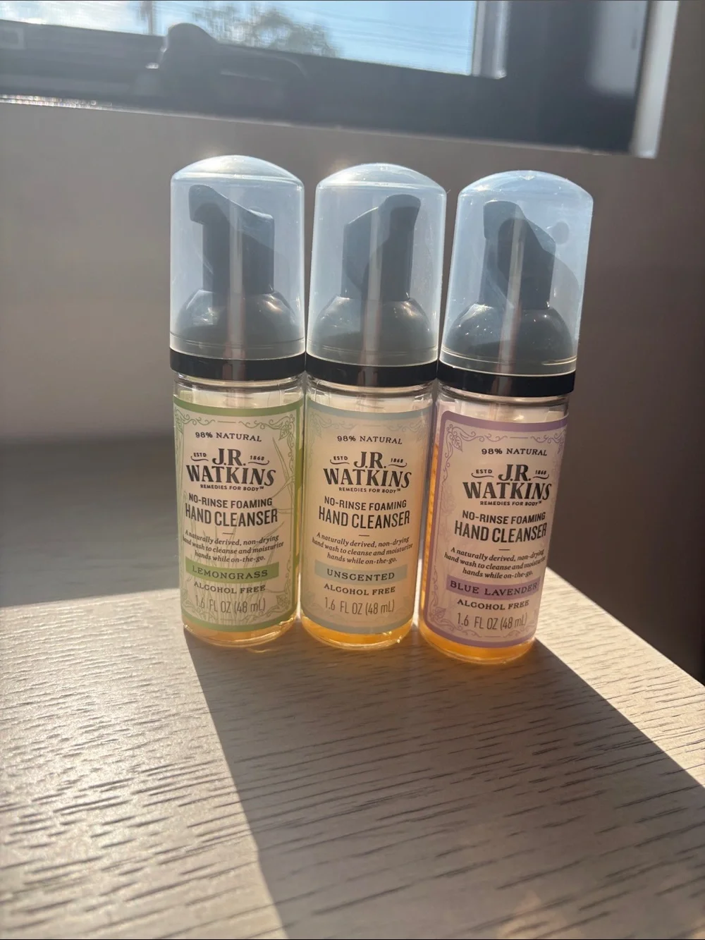 JR Watkins Foaming Hand Cleanser Unscented, Lemongrass & Blue Lavender (3 Pack